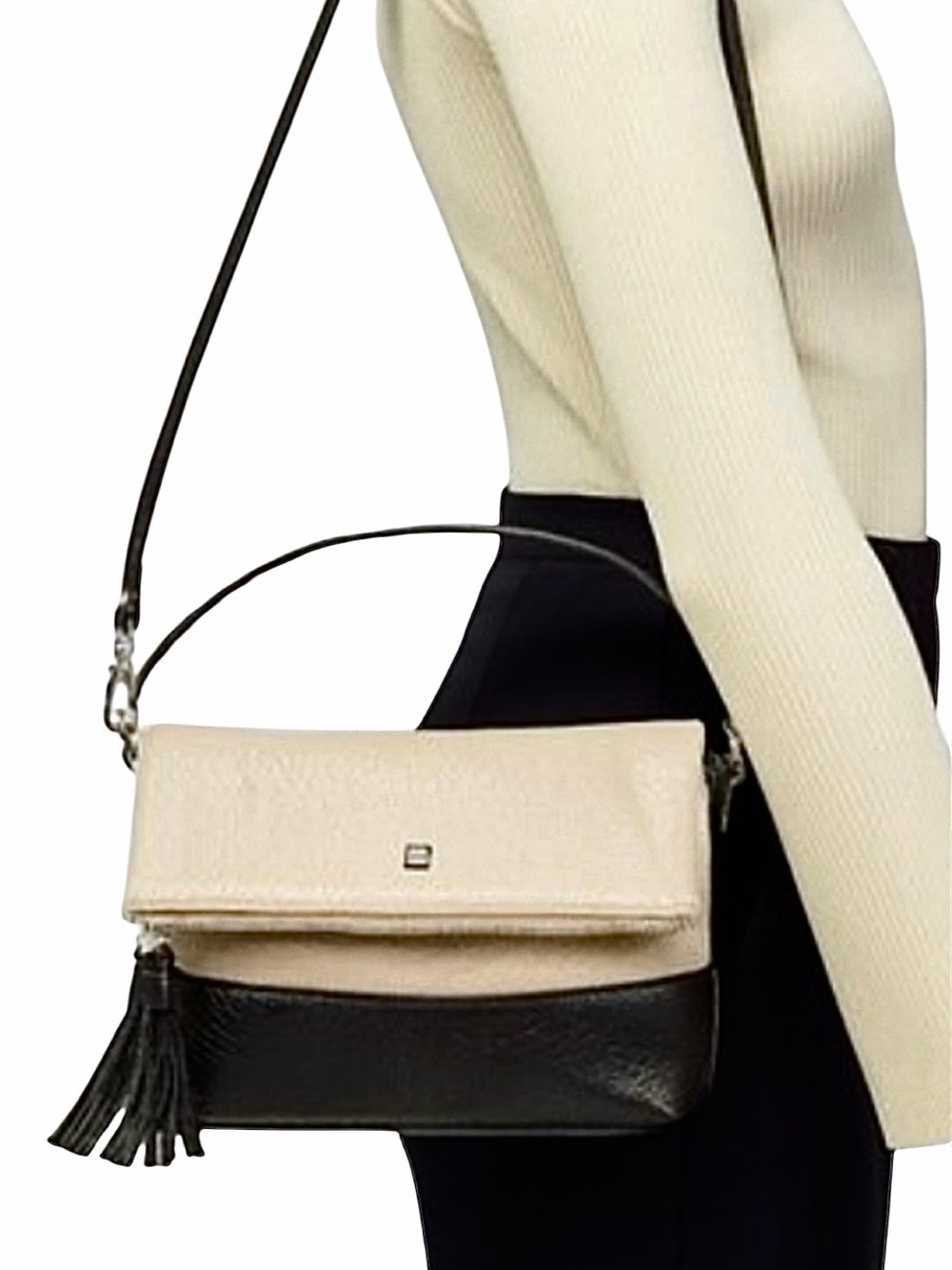 Kate Spade New York Southport Avenue Maria Porcelain/Black Leather Crossbody Bag